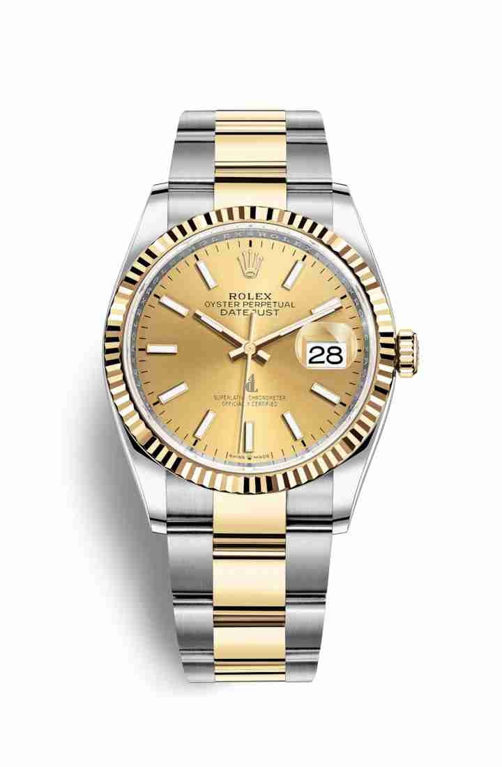 Rolex Datejust 36 Yellow Rolesor Oystersteel yellow gold 126233 Champagne-colour Dial