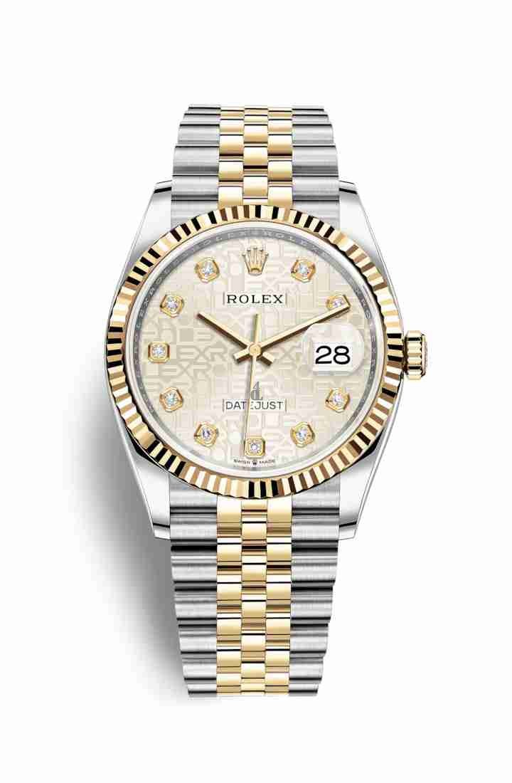 Rolex Datejust 36 Yellow Rolesor Oystersteel yellow gold 126233 Silver Jubilee design set diamonds Dial