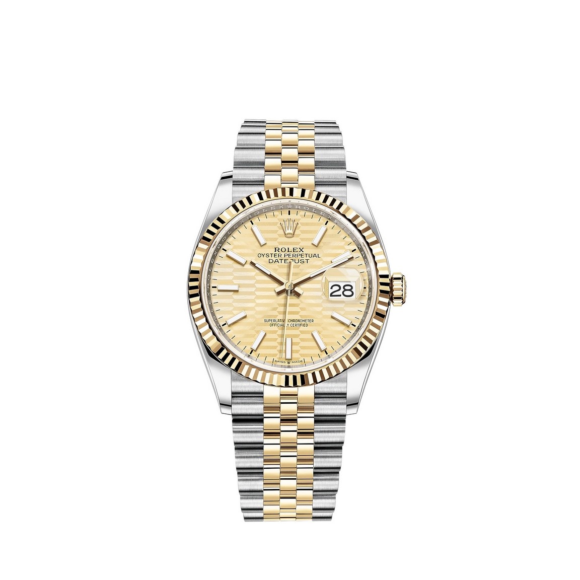 fake Rolex Datejust 36 Rolesor combination of Oystersteel and 18 ct yellow gold M126233-0039