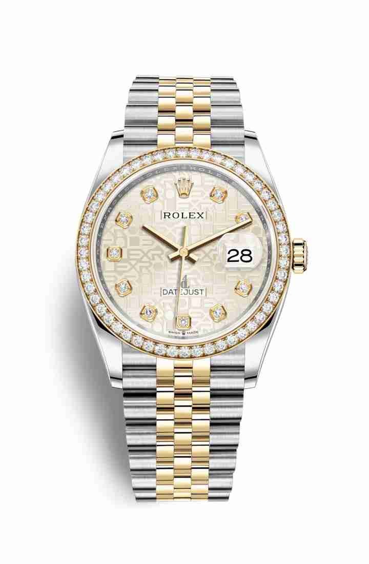 Rolex Datejust 36 Yellow Rolesor Oystersteel yellow gold 126283RBR Silver Jubilee design set diamonds Dial