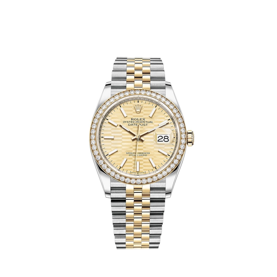 fake Rolex Datejust 36 Yellow Rolesor combination of Oystersteel gold M126283RBR-0025 Watch