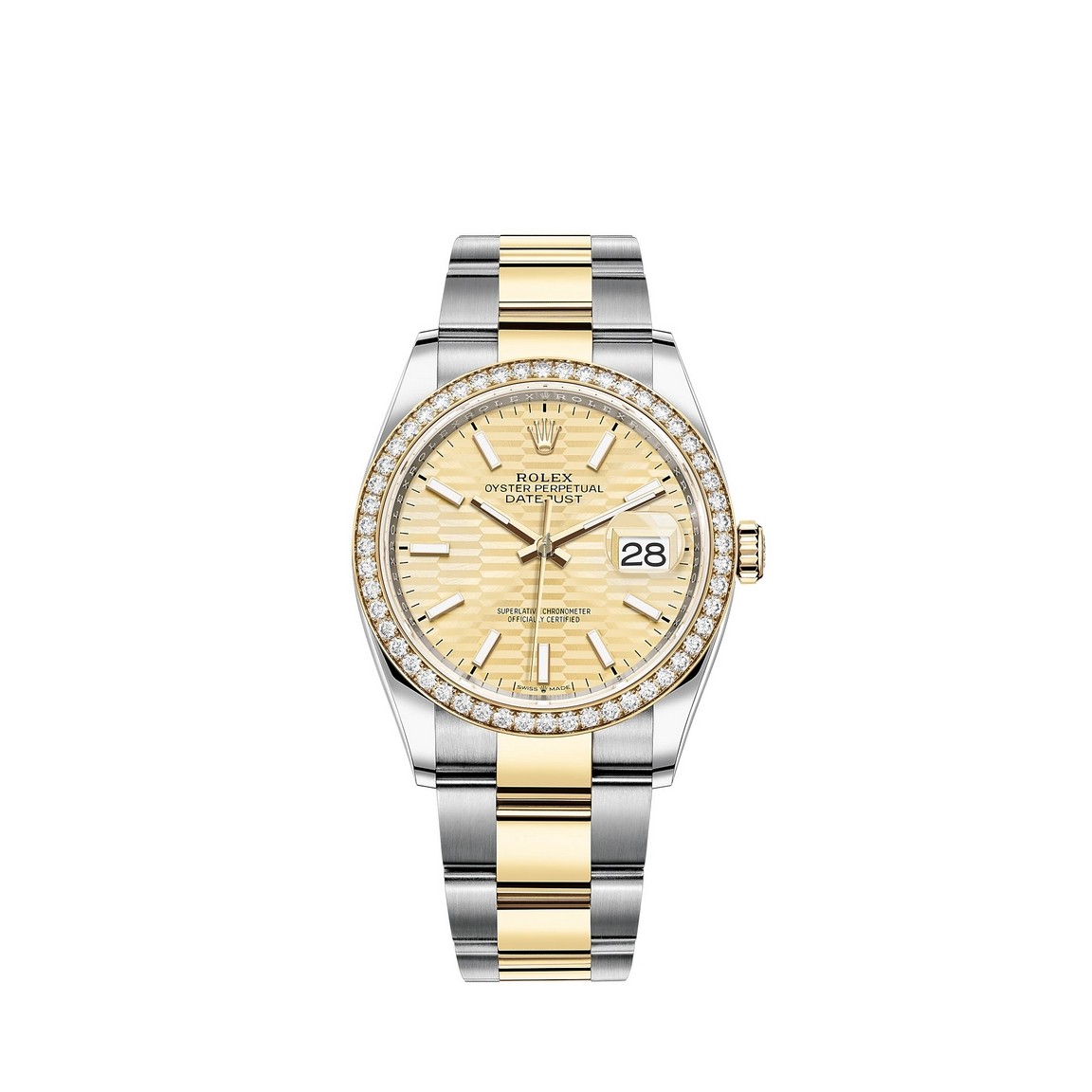 fake Rolex Datejust 36 Rolesor combination of Oystersteel and 18 ct yellow gold M126283RBR-0026