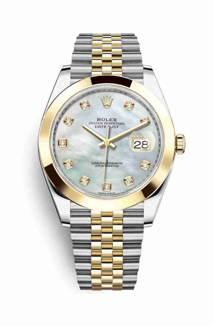 Rolex Datejust 41 Yellow Rolesor Oystersteel yellow gold 126303 White mother-of-pearl set diamonds Dial