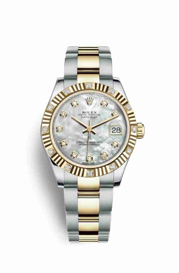 Rolex Datejust 31 Yellow Rolesor Oystersteel yellow gold 178313 White mother-of-pearl set diamonds Dial