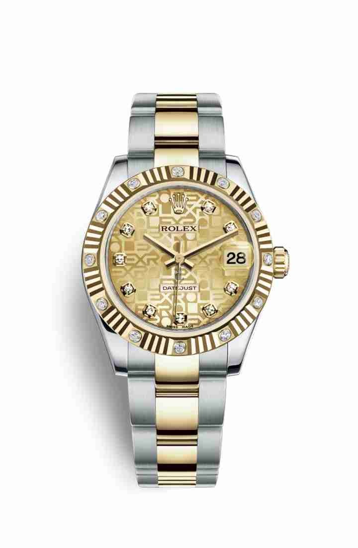 Rolex Datejust 31 Yellow Rolesor Oystersteel yellow gold 178313 Champagne-colour Jubilee design set diamonds Dial
