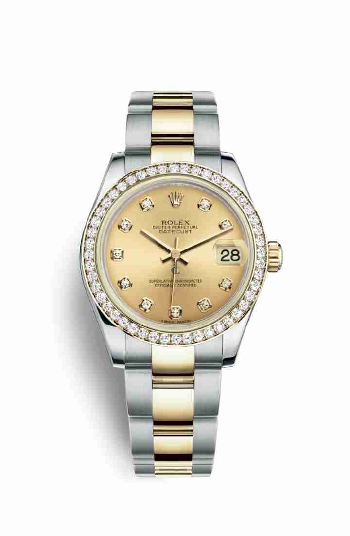 Rolex Datejust 31 Yellow Rolesor Oystersteel yellow gold 178383 Champagne-colour set diamonds Dial