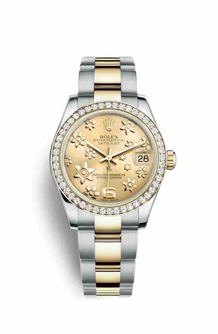 Rolex Datejust 31 Yellow Rolesor Oystersteel yellow gold 178383 Champagne-colour raised floral motif Dial
