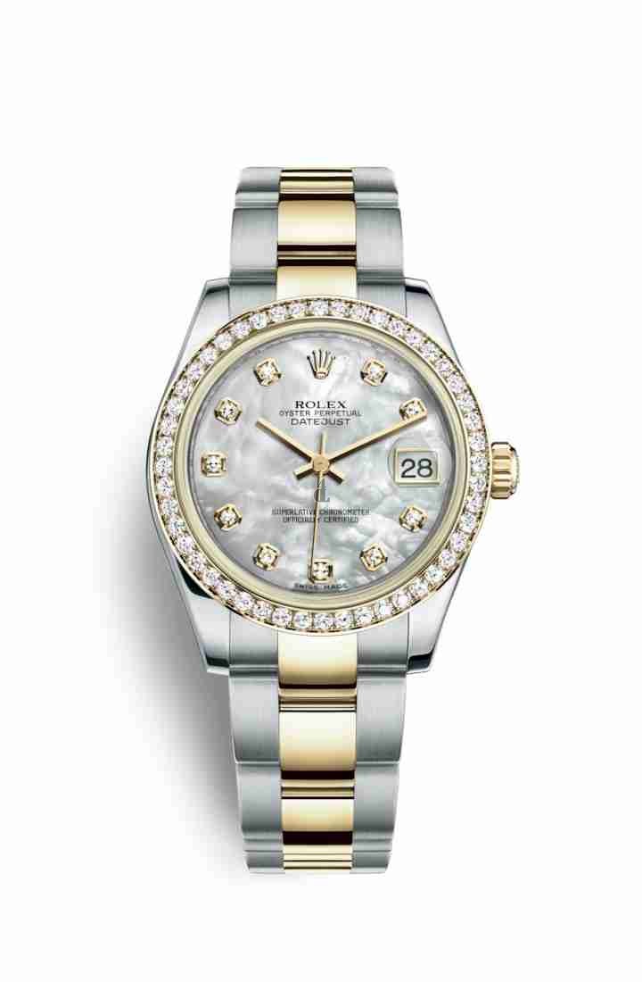 Rolex Datejust 31 Yellow Rolesor Oystersteel yellow gold 178383 White mother-of-pearl set diamonds Dial