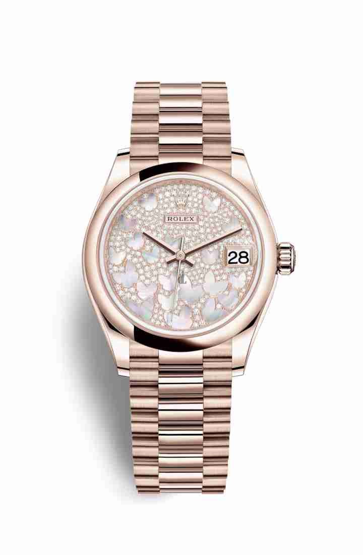 Rolex Datejust 31 Everose gold 278245 Paved mother-of-pearl butterfly Dial