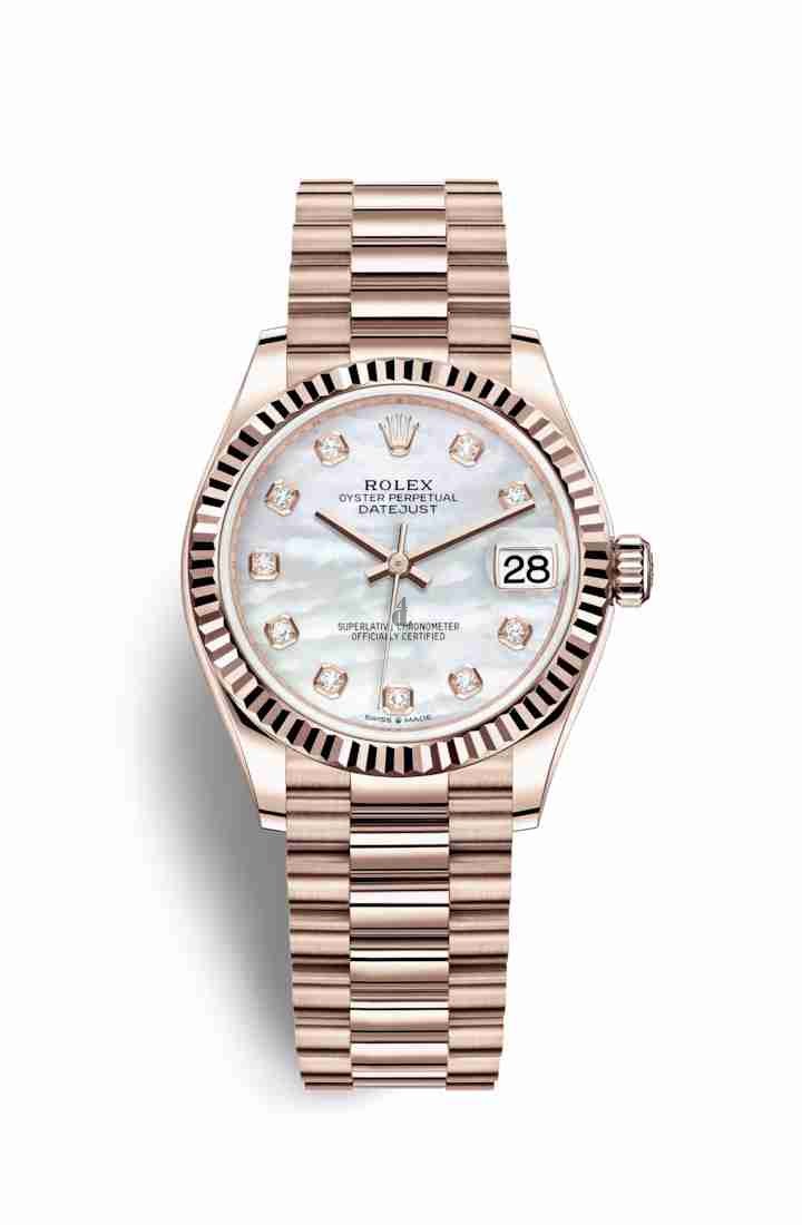 Rolex Datejust 31 Everose gold 278275 White mother-of-pearl set diamonds Dial