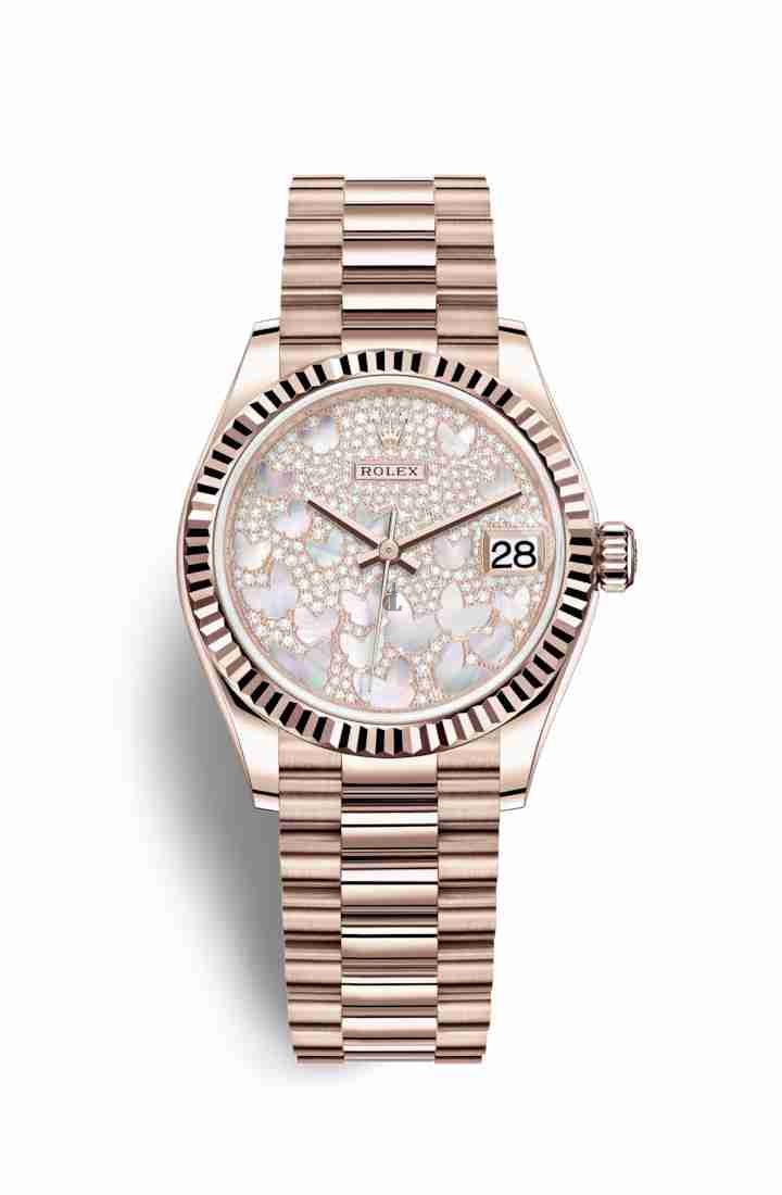 Rolex Datejust 31 Everose gold 278275 Paved mother-of-pearl butterfly Dial
