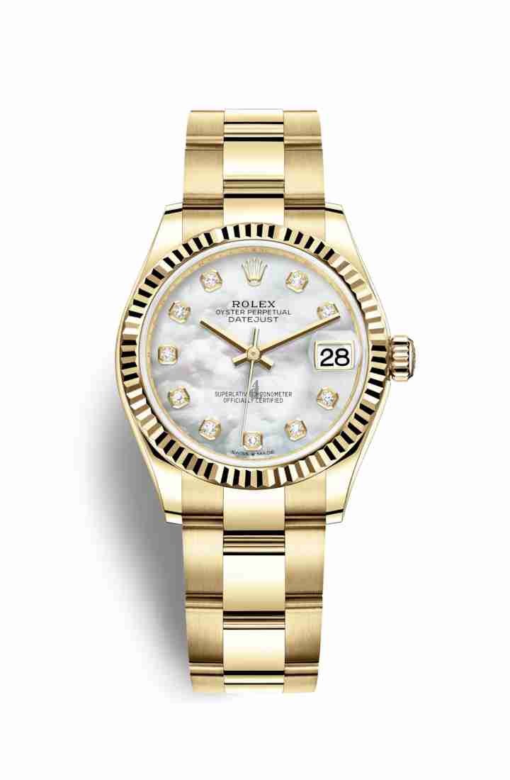 Rolex Datejust 31 yellow gold 278278 White mother-of-pearl set diamonds Dial
