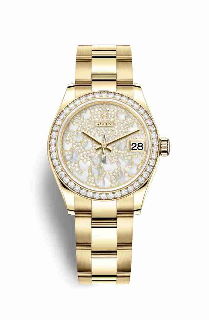 Rolex Datejust 31 yellow gold 278288RBR Paved mother-of-pearl butterfly Dial
