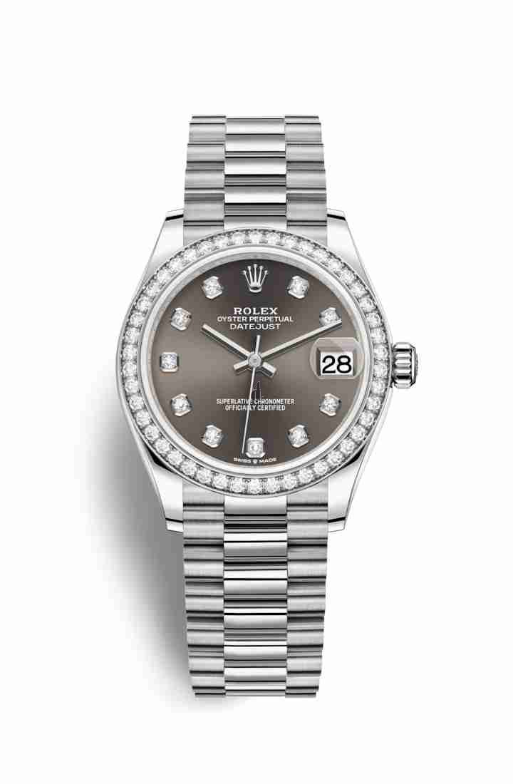 Rolex Datejust 31 white gold 278289RBR Dark grey set diamonds Dial