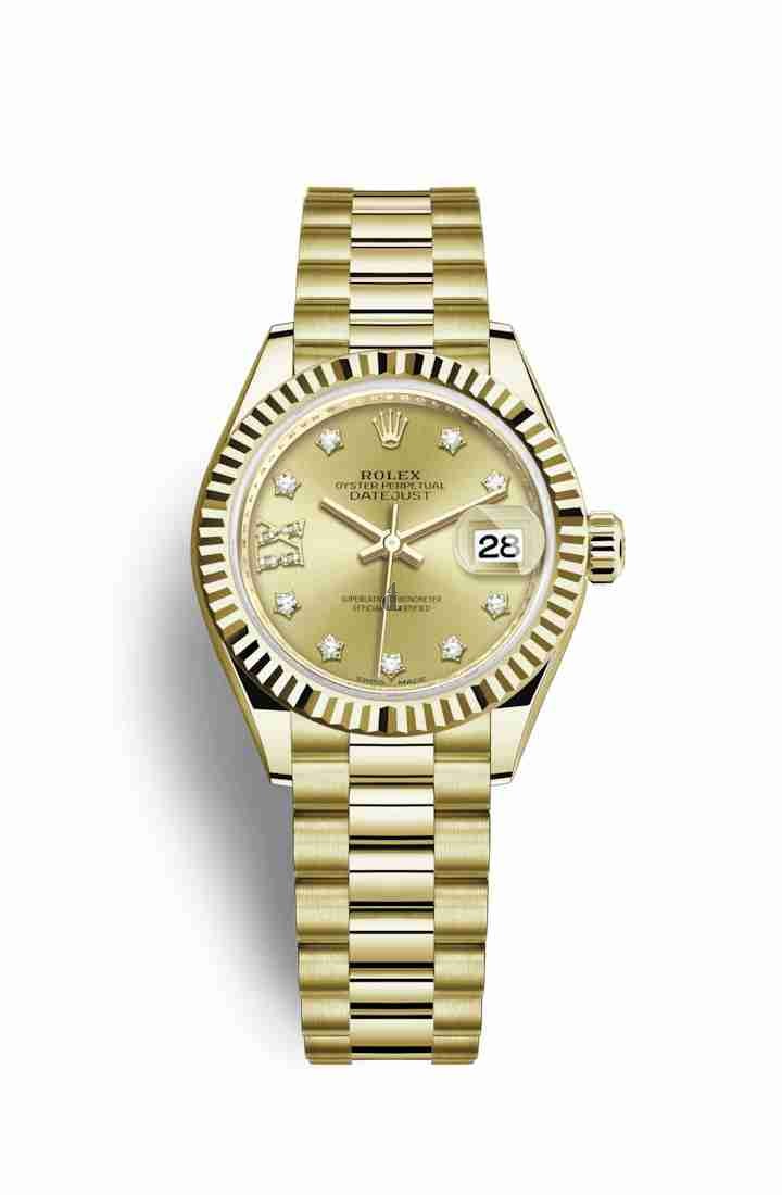 Rolex Datejust 28 yellow gold 279178 Champagne-colour set diamonds Dial