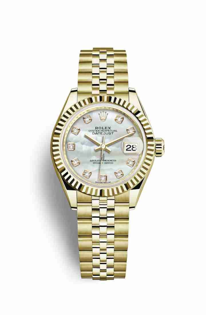 Rolex Datejust 28 yellow gold 279178 White mother-of-pearl set diamonds Dial