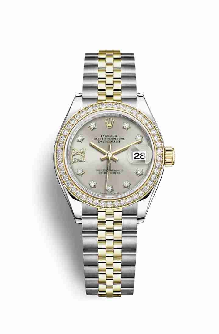 Rolex Datejust 28 Yellow Rolesor Oystersteel yellow gold 279383RBR Silver set diamonds Dial