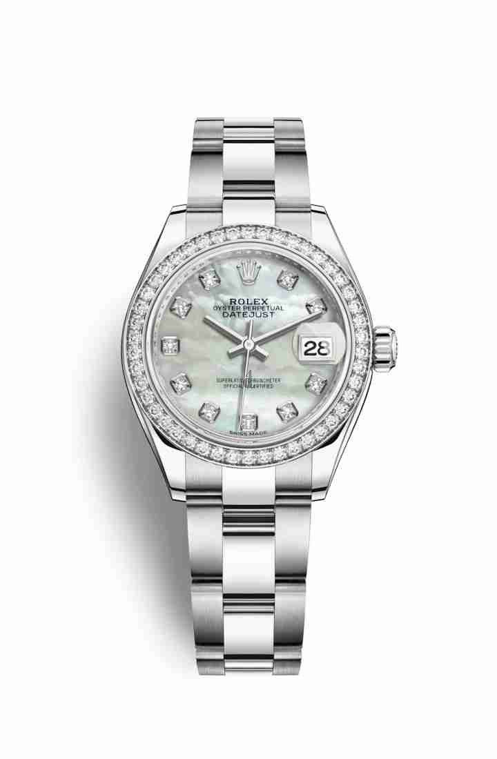 Rolex Datejust 28 White Rolesor Oystersteel white gold 279384RBR White mother-of-pearl set diamonds Dial