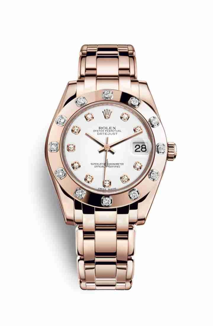 Rolex Pearlmaster 34 Everose gold 81315 White set diamonds Dial