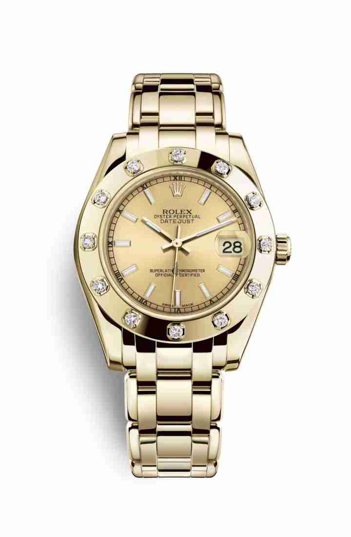 Rolex Pearlmaster 34 yellow gold 81318 Champagne-colour Dial