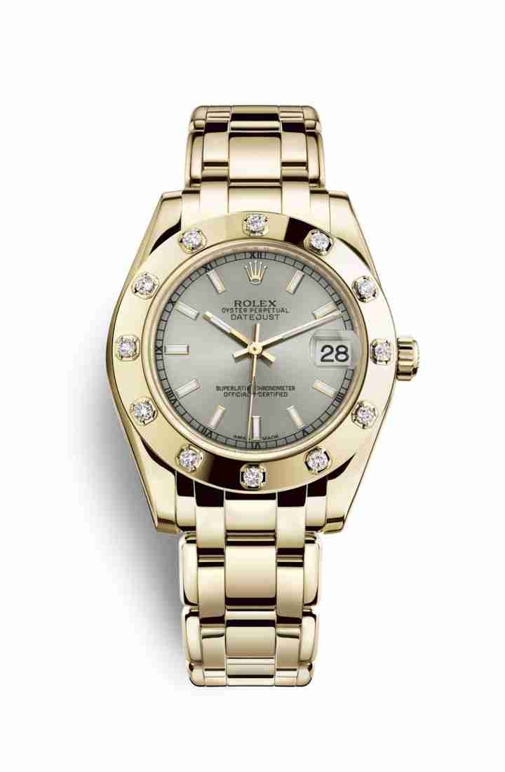 Rolex Pearlmaster 34 yellow gold 81318 Silver Dial