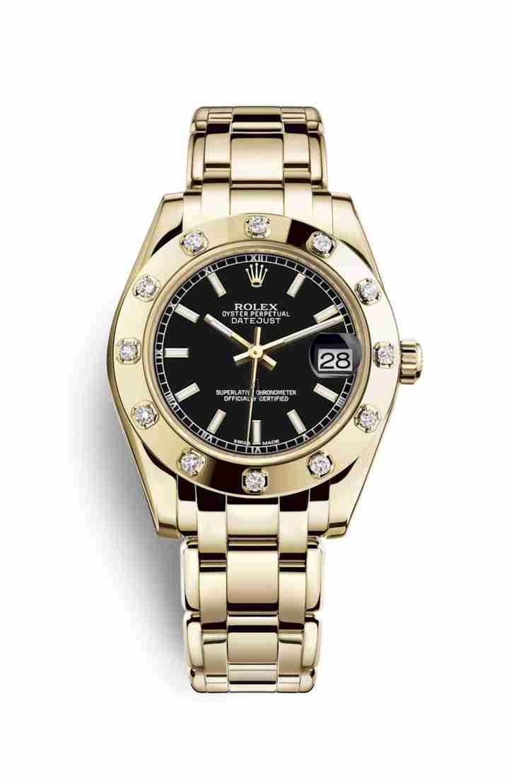 Rolex Pearlmaster 34 yellow gold 81318 Black Dial