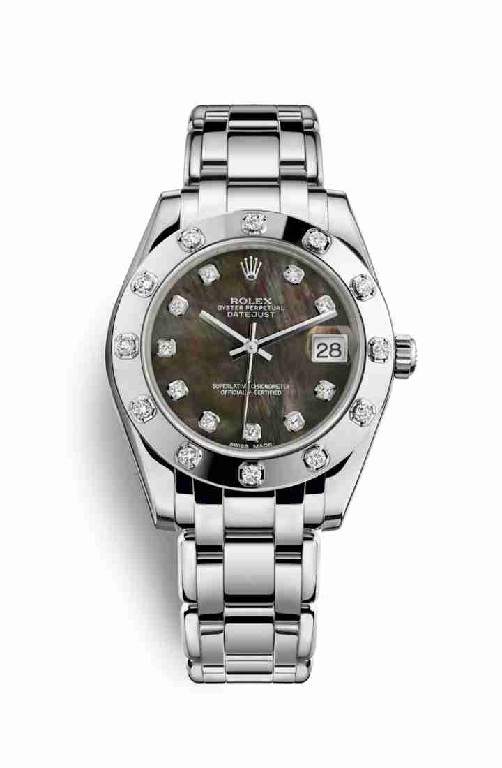 Rolex Pearlmaster 34 white gold 81319 Black mother-of-pearl set diamonds Dial