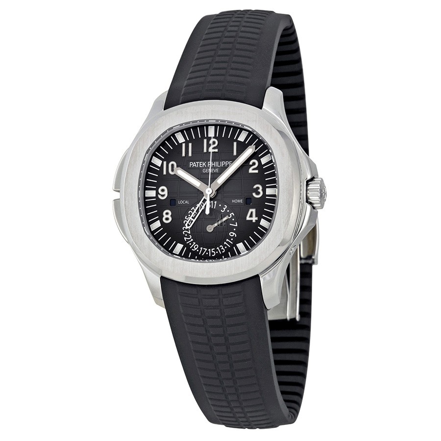 Fake Patek Philippe Aquanaut Dual Time Black Dial Automatic Men's Watch 5164A-001