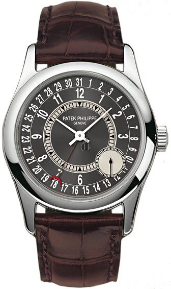 Fake Patek Philippe Calatrava Automatic Grey Dial 18 kt White Gold Men's Watch 6000G-010