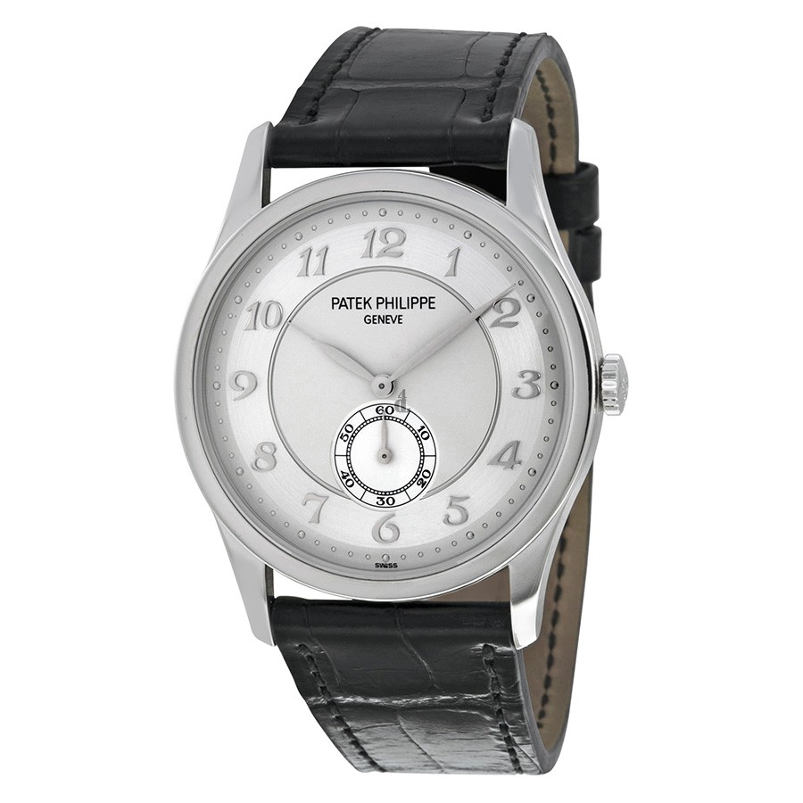 Fake Patek Philippe Calatrava Automatic Silver Grey Dial Platinum Men's Watch 5196P-001
