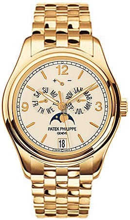 Fake Patek Philippe Complications Mechanical Ivory Dial Men's Watch 5146/1J-001
