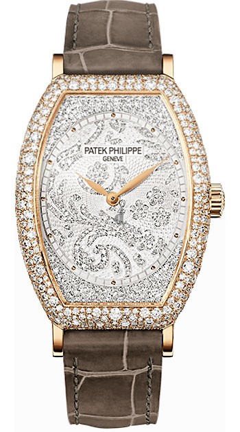 Fake Patek Philippe Gondolo Mechanical Gold and Diamond Dial Ladies Watch 7099R-001