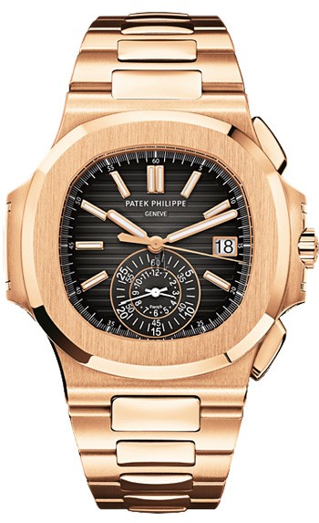 Fake Patek Philippe Nautilus Black Dial 18kt Rose Gold Chronograph Automatic Men's Watch 5980-1R-001