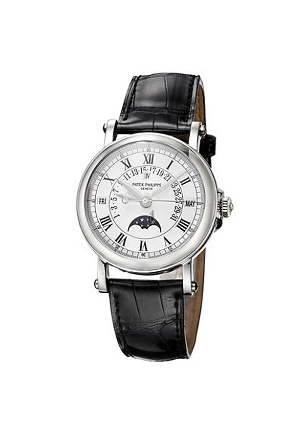 Fake Patek Philippe Perpetual Calendar Black Leather Men's Automatic Watch 5059P
