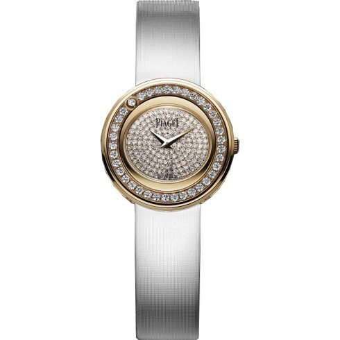 Piaget Possession Diamond Pave White Satin Men's Replica Watch GOA37189