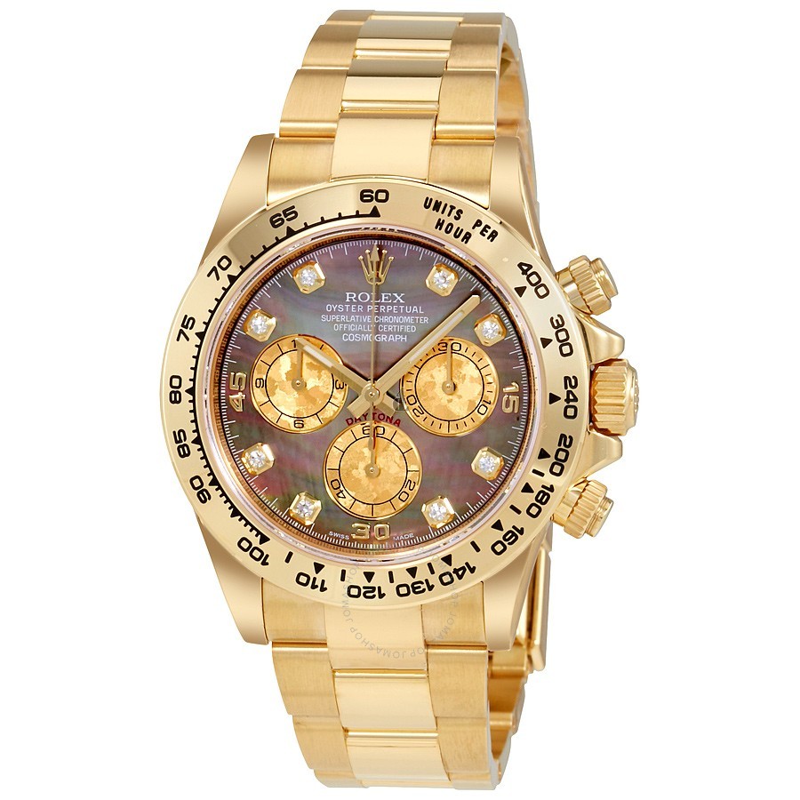 imitation Rolex Cosmograph Daytona 116508BKMDO Black Mother of Pearl Dial 18K Yellow Gold Watch