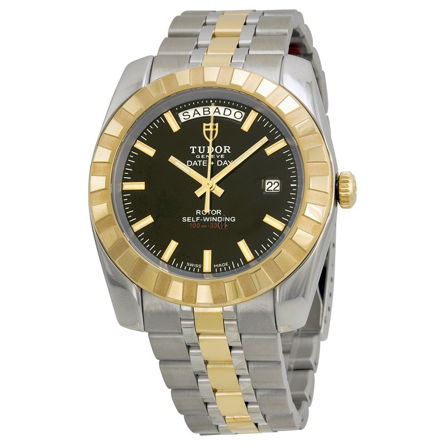 Tudor Dateand Day Classic Automatic Black Dial Stainless Steeland Yellow Gold 23013-BKSTT Replica