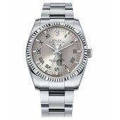 Fake Rolex Air-King White Gold Fluted Bezel Silver dial 114234 SRO.