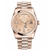 Fake Rolex Day Date Pink Gold Champagne Dial 118205 CHJDP.