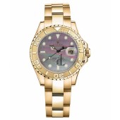 Fake Rolex Yacht-Master Yellow Gold MOP dial Ladies Watch 169628 DKM.