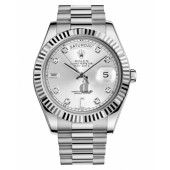 Fake Rolex Day Date II President White Gold Silver dial 218239 SDP.