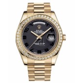 Fake Rolex Day Date II President Yellow Gold Black concentric dial 218348 BKCAP.