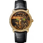 Replica Panthere Ronde Louis Cartier Wood And Gold Leaf Marquetry Watch