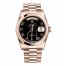 Fake Rolex Day Date Pink Gold Black Dial 118205 BKAP.
